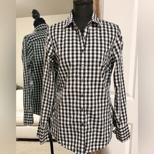 Banana Republic Navy and White Checkered Shirt
